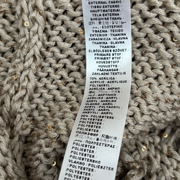 LIU JO Milano Open-Knit Gold Lurex Italian Crochet Sweater Size Large - Picture 6 of 7